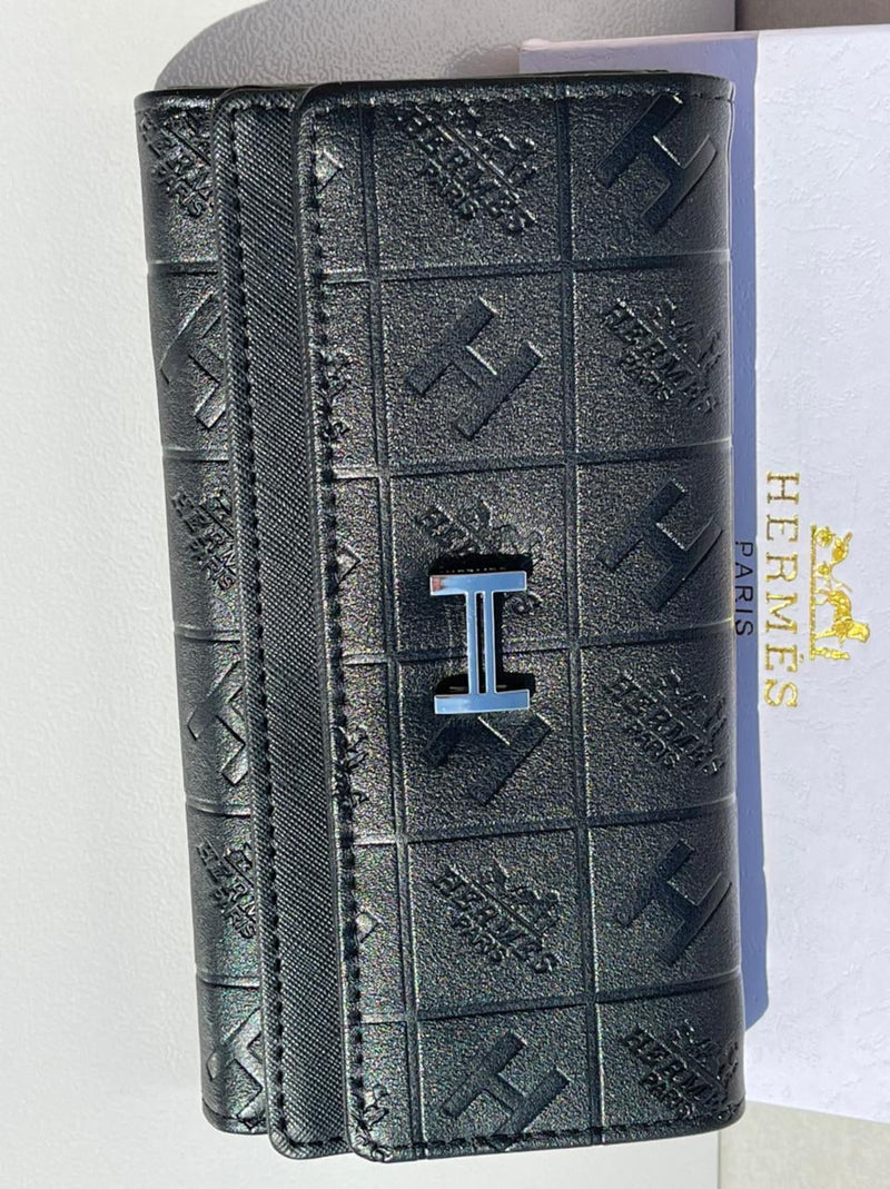 Hermes new trendy black leather model women’s wallet