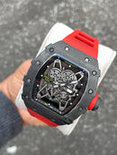 Best Replica Richard Mille Tourbillon red Strap & black field transparent
