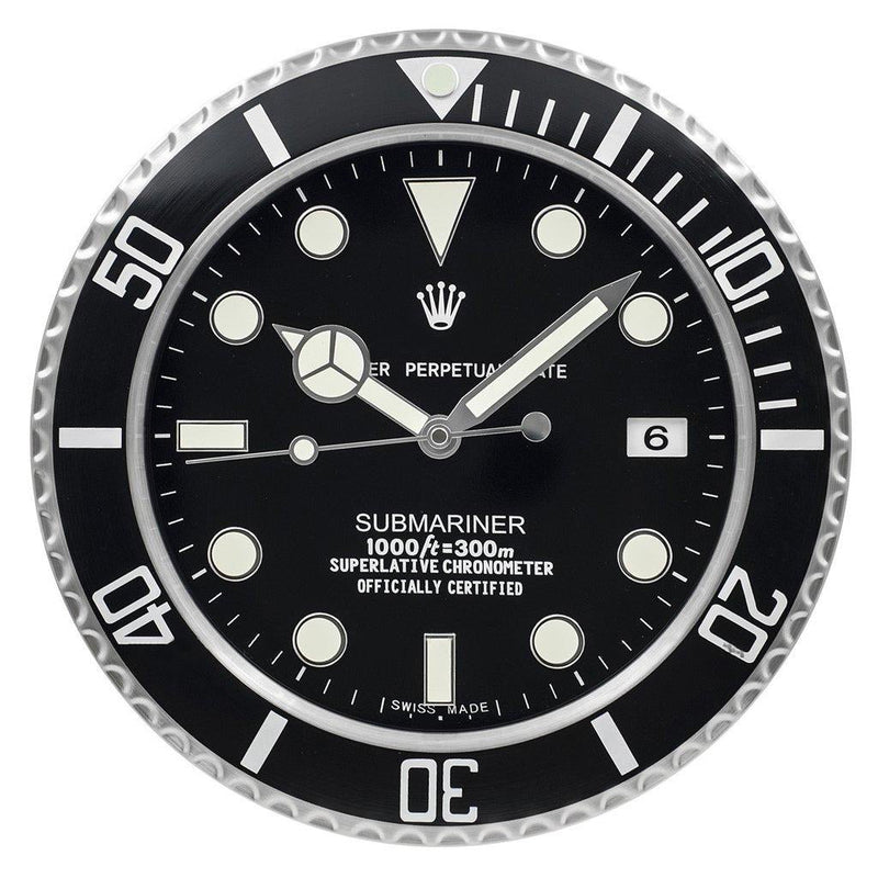 Submariner black & white wall clock
