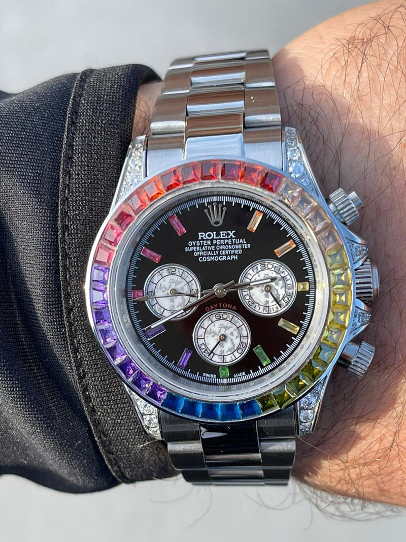 Rolex Grey Daytona Rainbow Iced Out new model