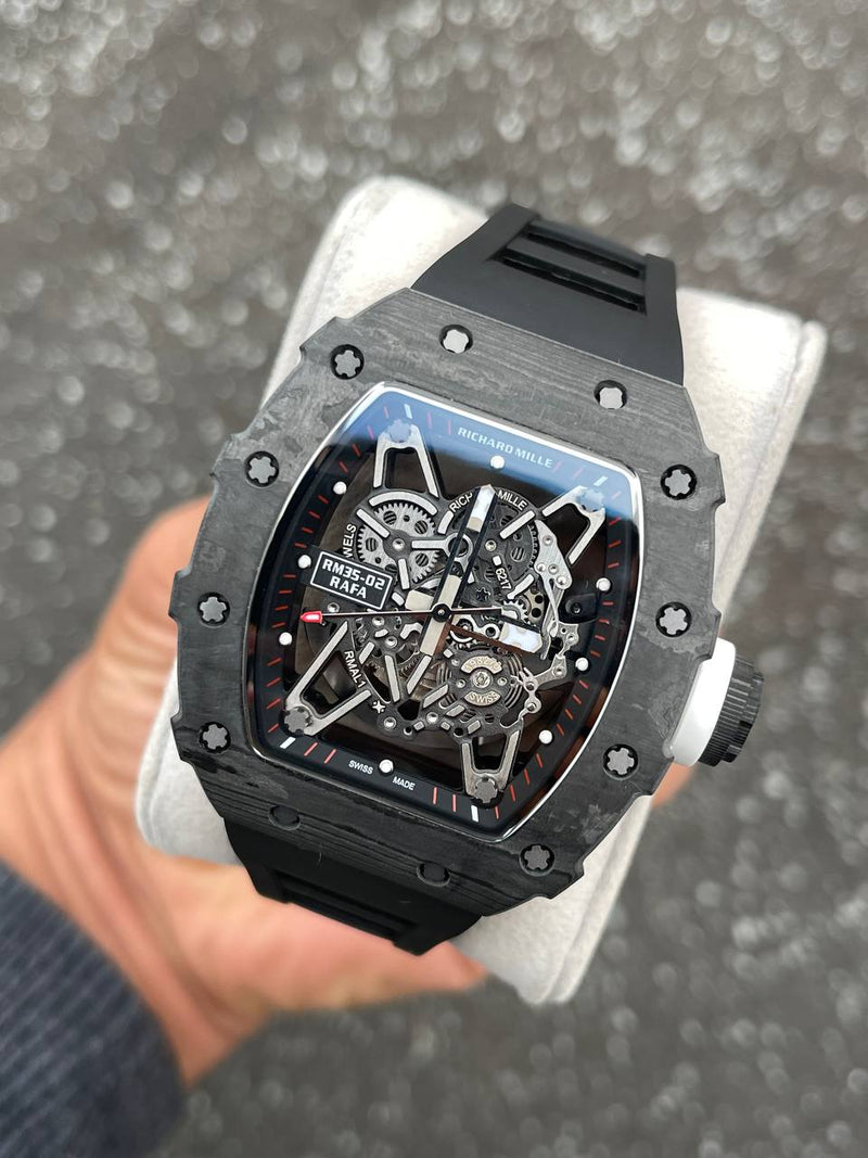 Best Replica Richard Mille Tourbillon RAFA black Strap & black transparent field