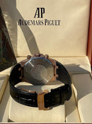 Best Replica Audemars Piguet rose gold case and black Royal Oak black leather