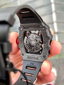 Best Replica Richard Mille Tourbillon black Strap & black field transparent