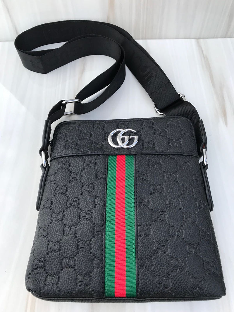 Gucci full black XL shoulder bag tricolore GG sign
