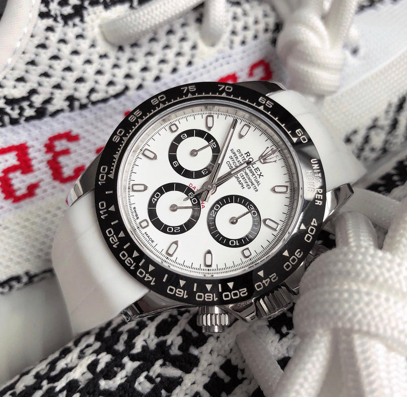 Rolex Black Daytona with white strap