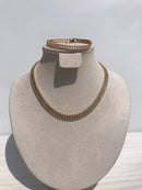 Set of Zircon gold color, bold mixed queen diamonds Necklace bling bling