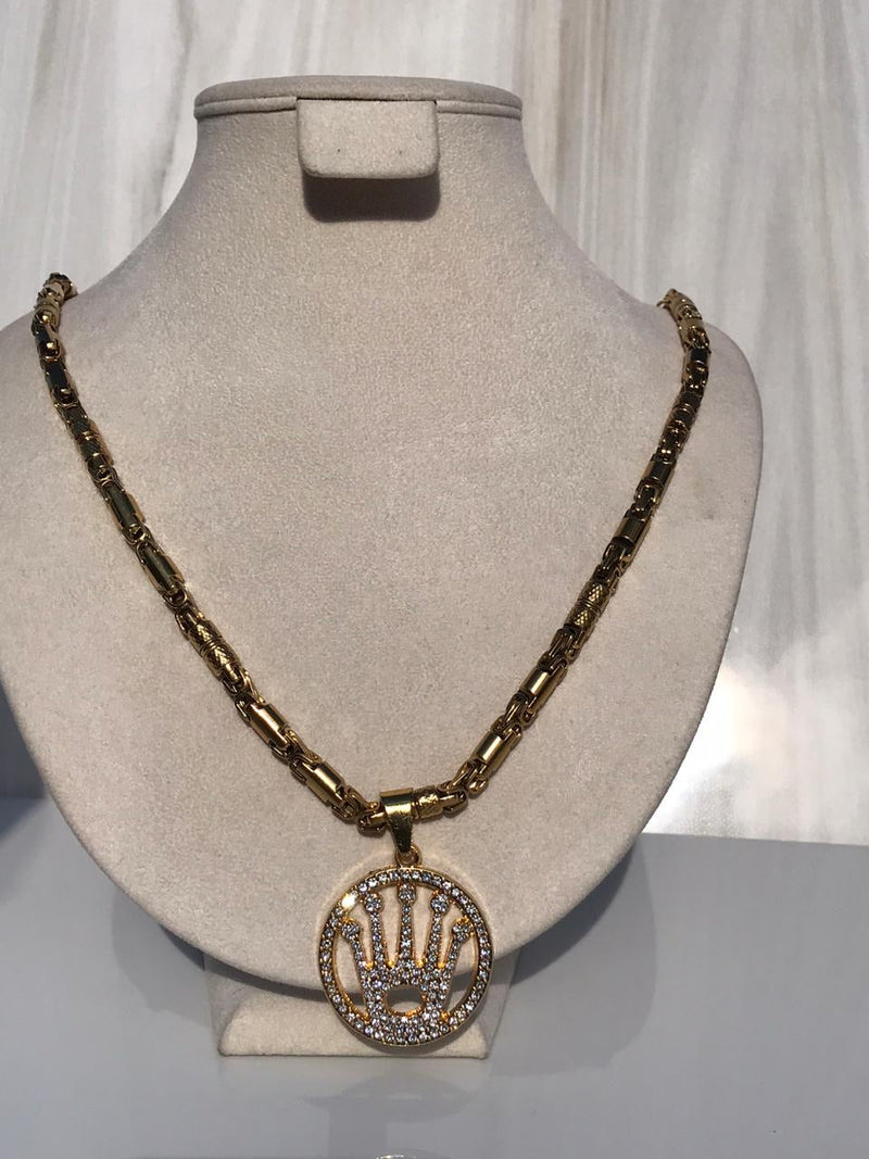 Full Standard Gold color With CIRCLE KING CROWN Necklaces