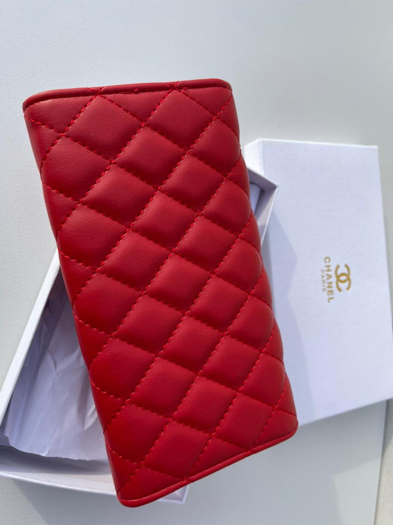 Chanel new trendy red leather model women’s wallet