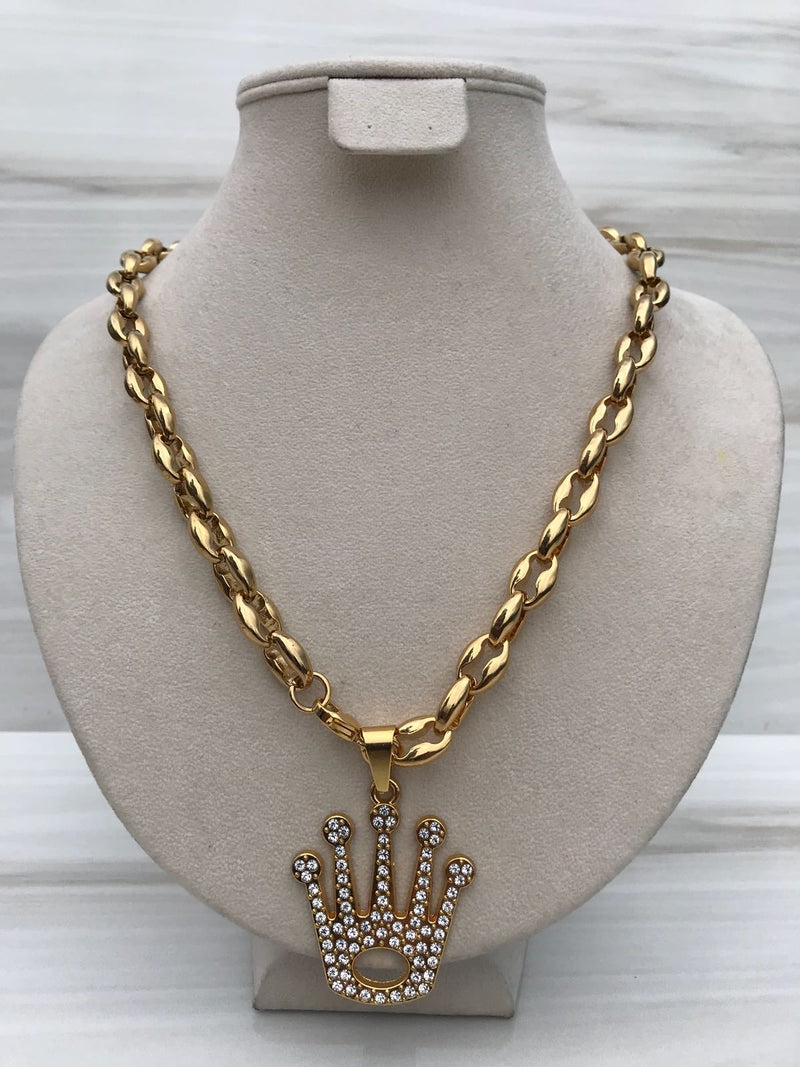 Full Gold color With King Crown Necklaces