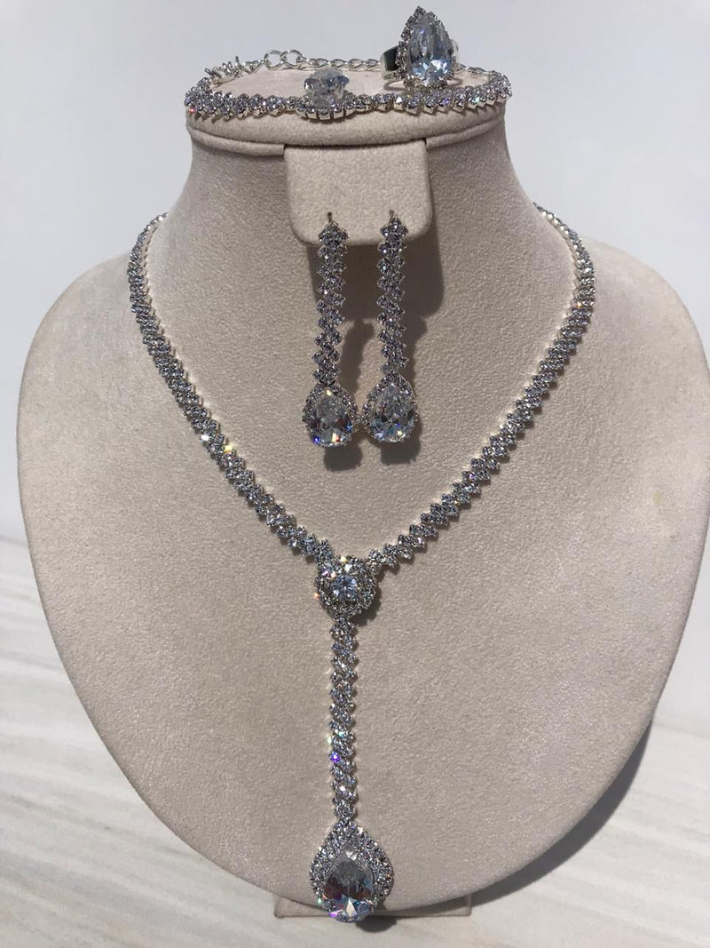 Full set of Zircon standard mixed queen diamonds Necklace bling bling rocks with zircon ears