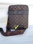 LV brown shoulder bag with merallic Louis Vuitton sign