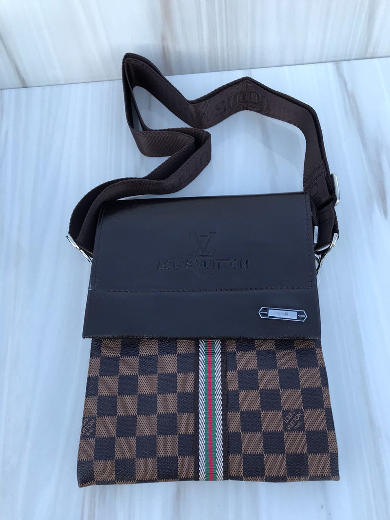 LV brown shoulder bag with Vertical tricolour sign