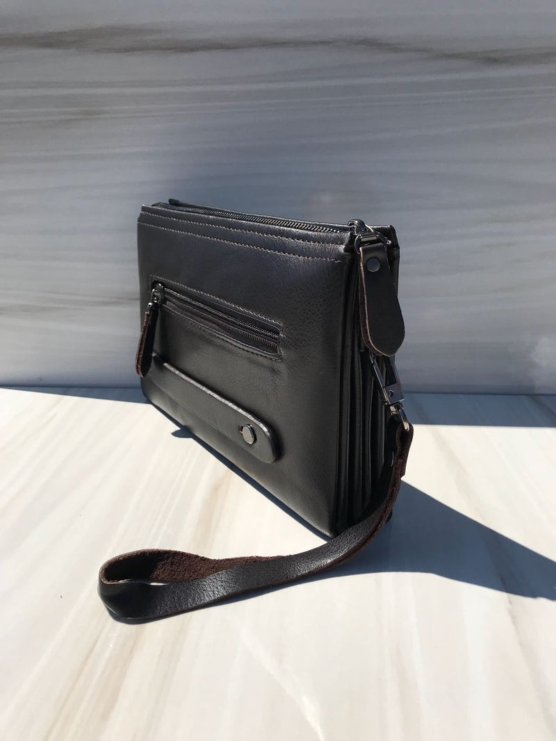Armani full black hand bag with engraved AJ sign