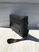 Armani full black hand bag with metallic AJ sign