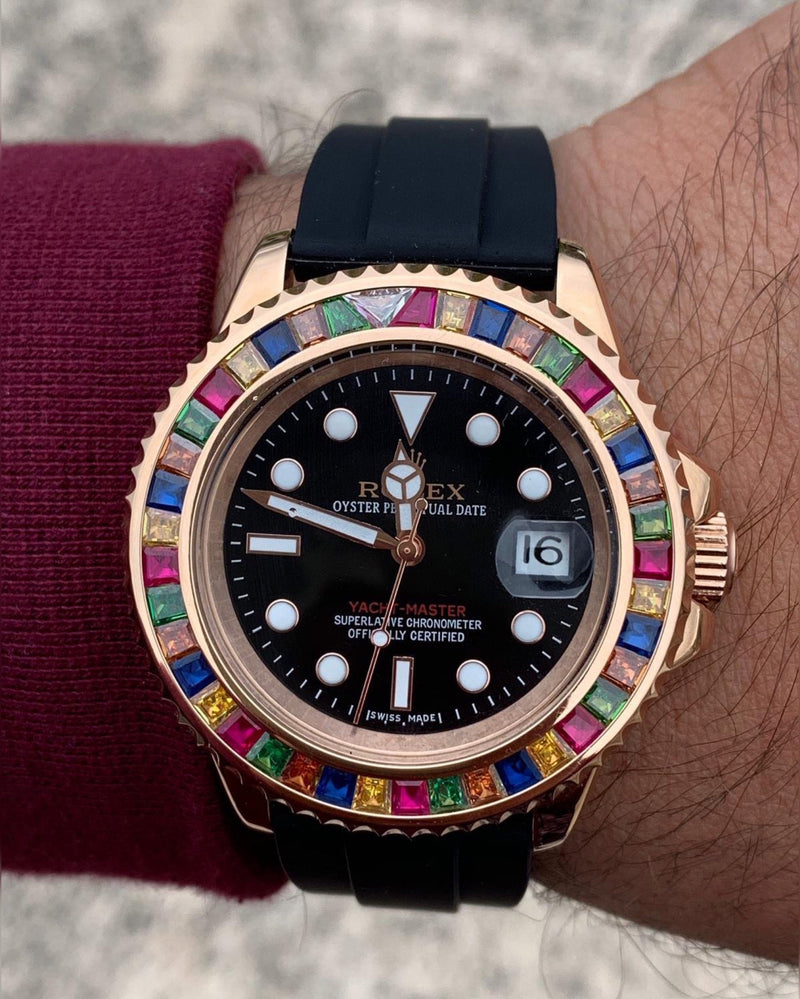 Rolex Yacht Master ll  Rainbow Mad Iced Out