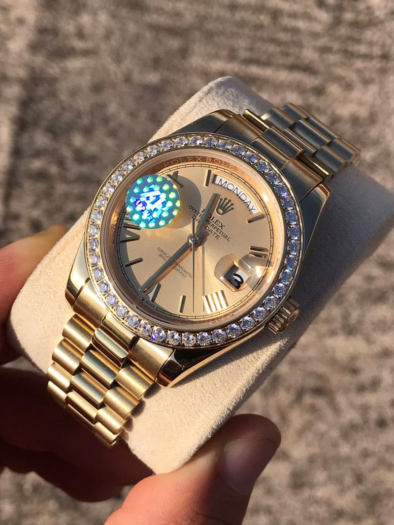 Rolex Daydate 40 mm gold with diamonds Iced Out