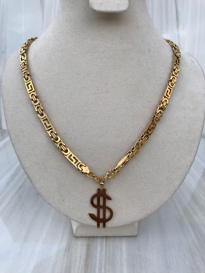 Full versace standard Gold color Dollar sign Necklaces