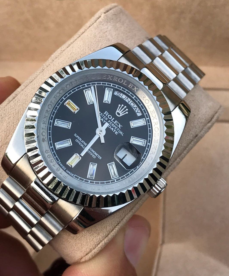 Rolex Daydate black dial with jewels