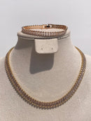 Set of Zircon gold color, bold mixed queen diamonds Necklace bling bling