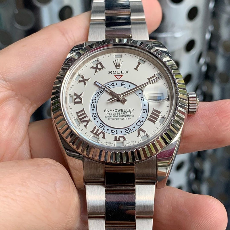Rolex Sky-dweller with white dial romano