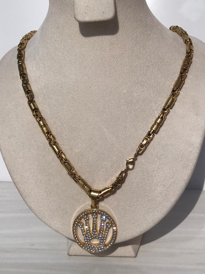 Full Standard Gold color With CIRCLE KING CROWN Necklaces