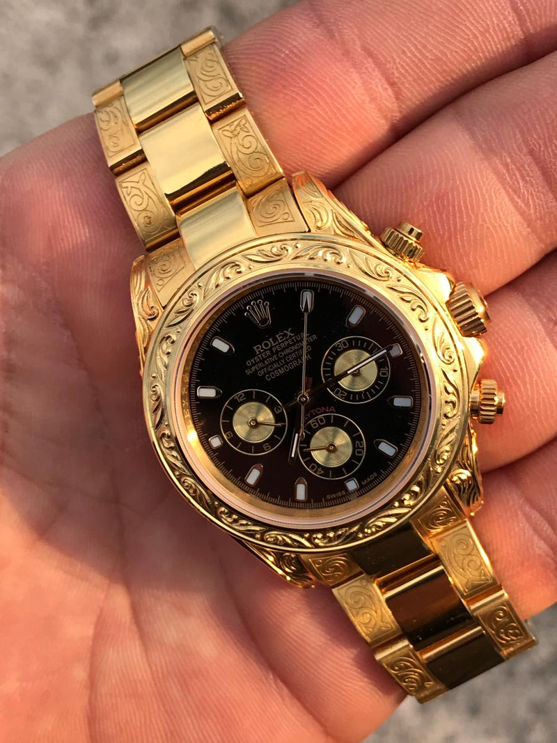 Best Replica Rolex Daytona Hand Engraved Gold