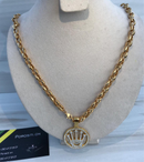 Full Standard Gold color With CIRCLE KING CROWN Necklaces