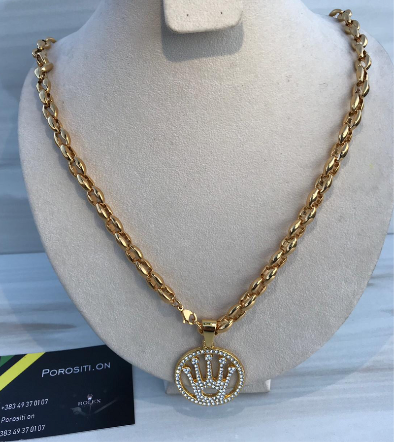 Full Standard Gold color With CIRCLE KING CROWN Necklaces