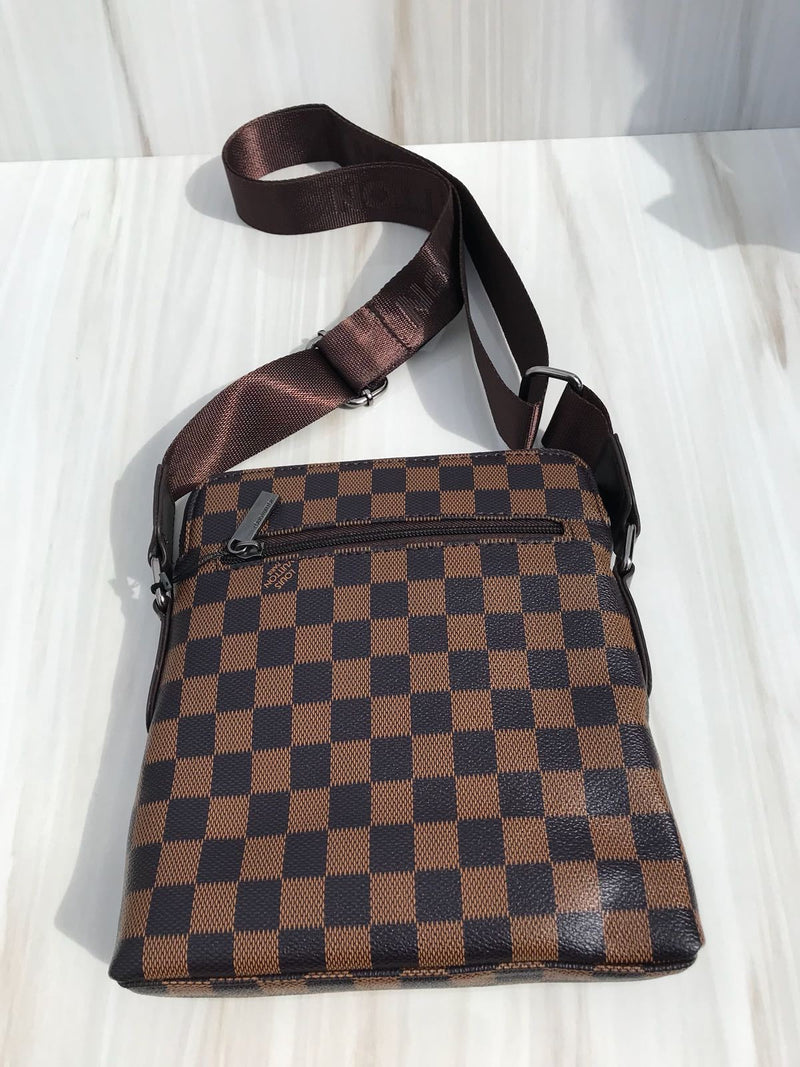LV brown shoulder bag with big XL metallic sign