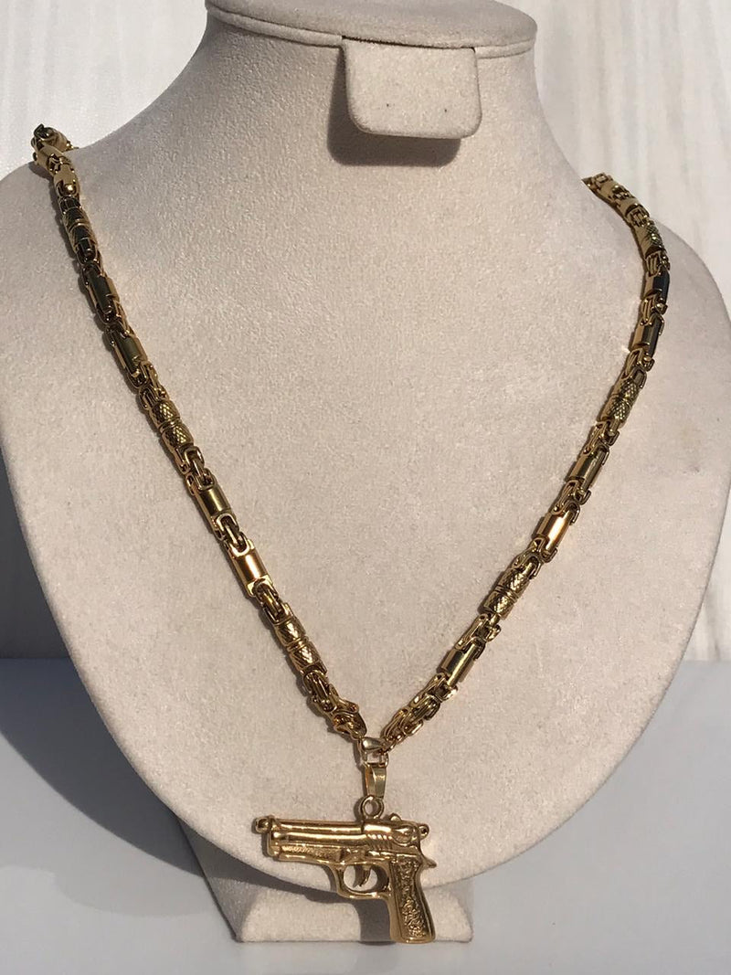 Full standard Gold color pistol - gun Necklaces