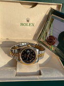 Rolex Datejust bicolor black dial romano