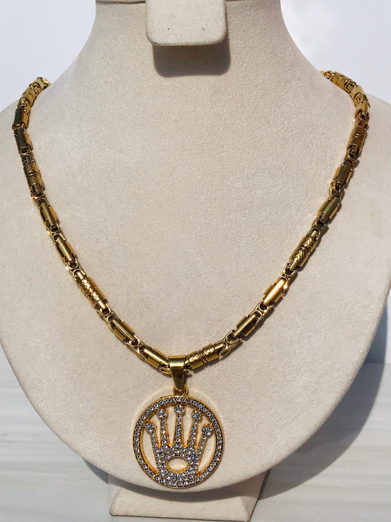 Full Standard Gold color With CIRCLE KING CROWN Necklaces