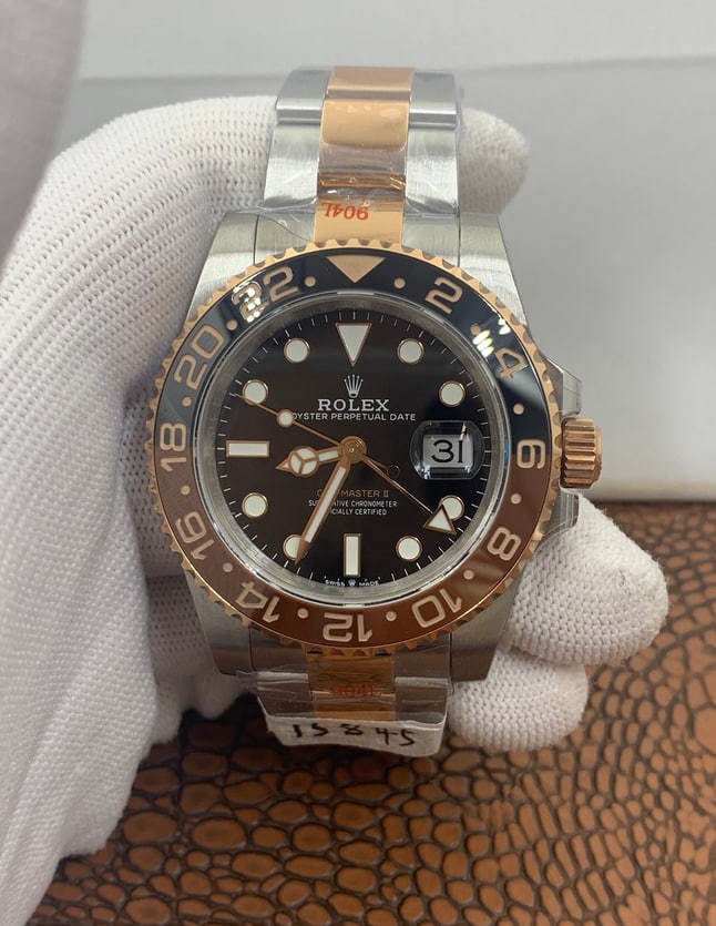 Rolex GMT Master ll two tone rose gold with black dial 3285 1:1 Doublete ETÁ