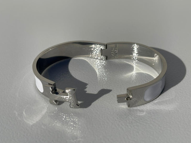 Hermes Clic H  white Silver