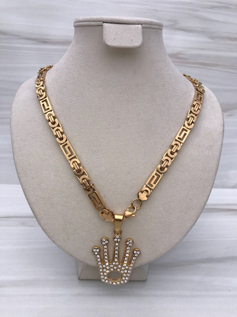 Full Standard Gold color With King Crown Necklaces