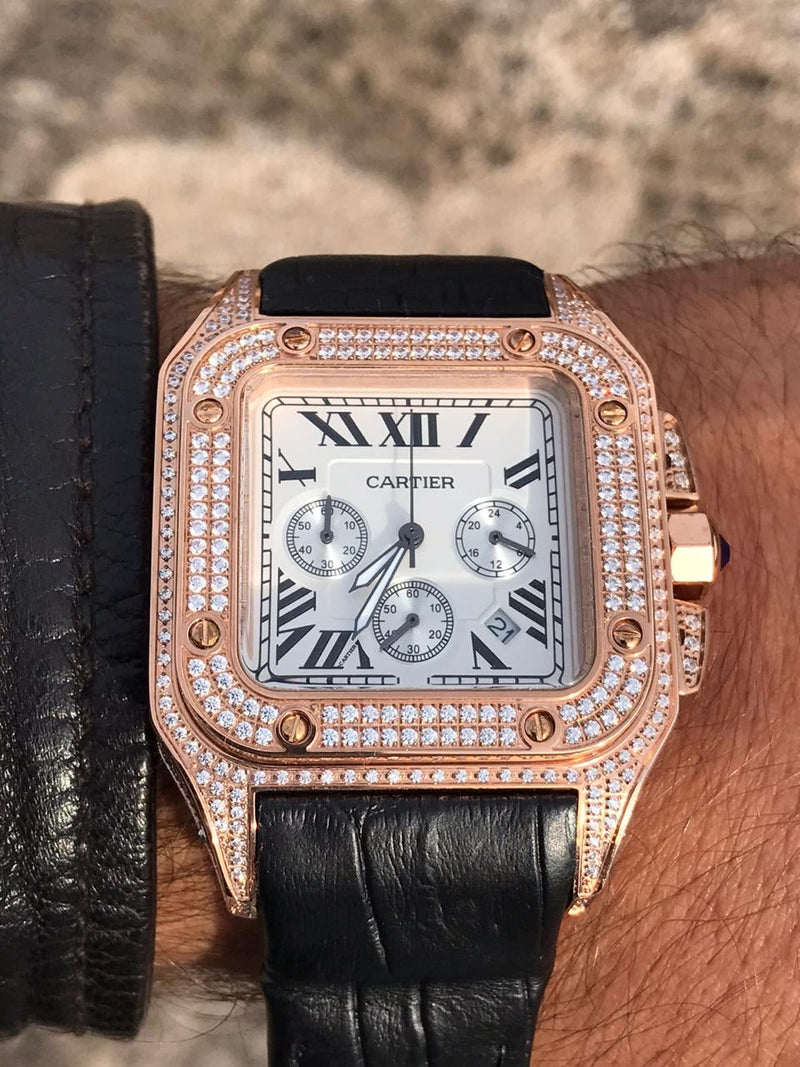 Cartier Santos 100 Diamanti Iced Out