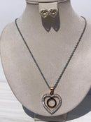 Grey color Necklace with heart bling bling sign with zircon ears