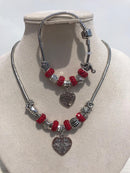 Full set of pandora, red mixed heart Necklace