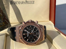 Best Replica Audemars Piguet rose gold case and black Royal Oak black leather