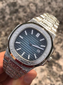 Patek Philippe Nautilus engraved Blue diamonds