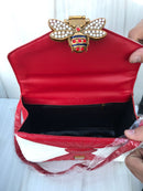 GG red & white colour BEE bling bling women casual and work bag