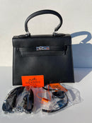 Hermes Barkley middle version black colour women school and travel bag