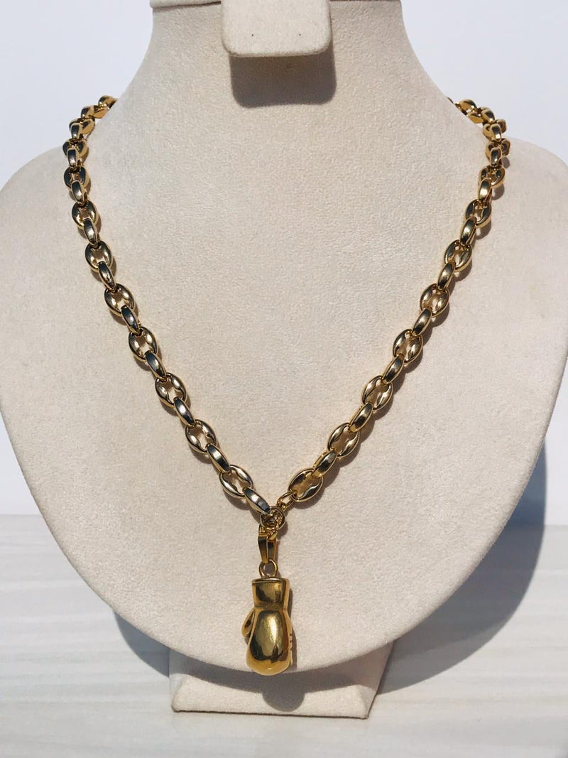 Full bold Gold color boxing gloves Necklaces