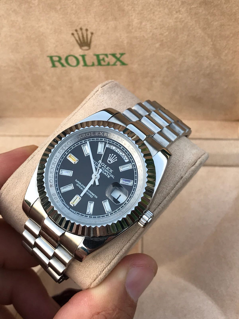 Rolex Daydate black dial with jewels