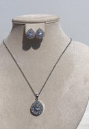 Set of Zircon grey color, standard mixed queen diamonds Necklace bling bling rocks zircon ears