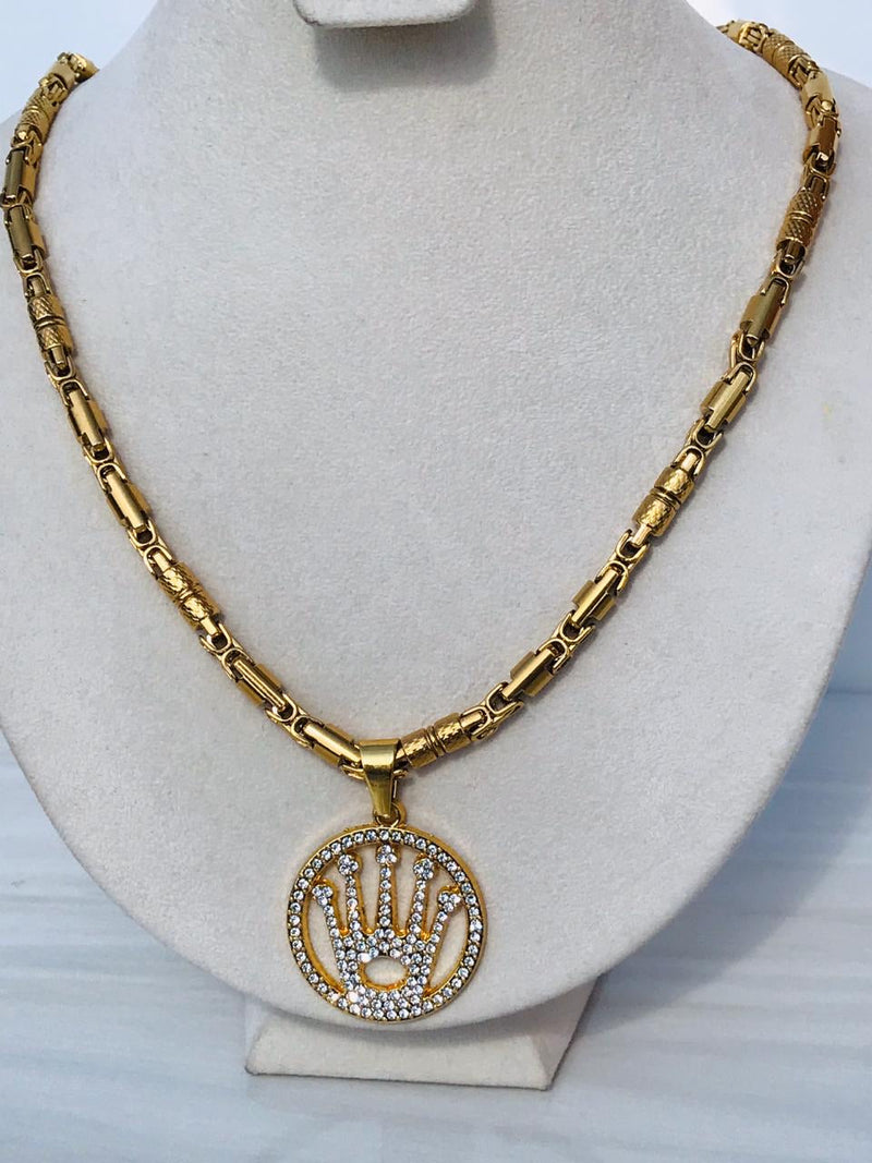 Full Standard Gold color With CIRCLE KING CROWN Necklaces