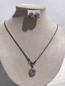 Set of Zircon grey color, standard mixed queen diamonds Necklace bling bling rocks zircon ears