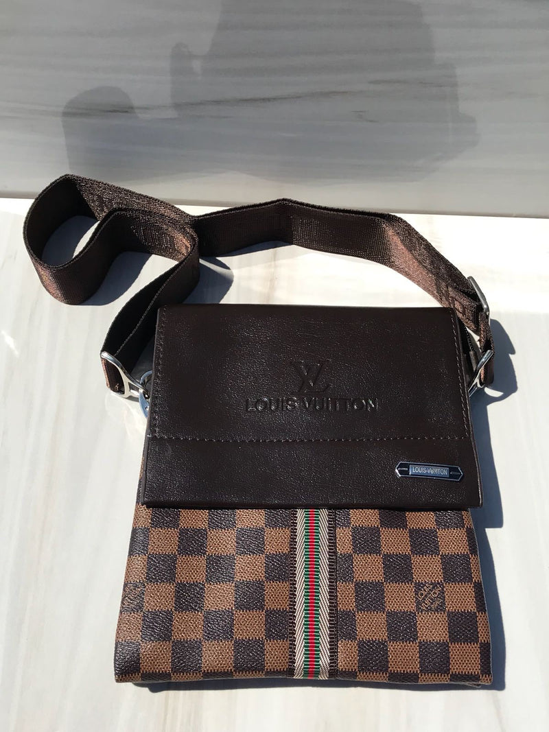 LV brown shoulder bag with Vertical tricolour sign