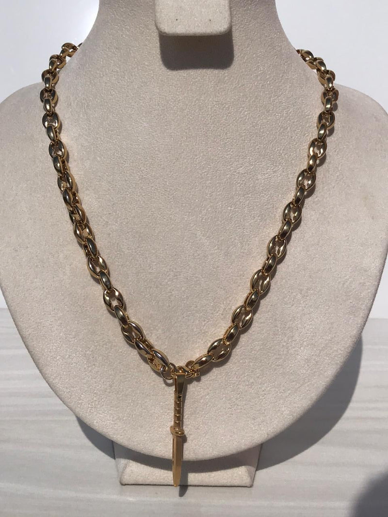 Full bold Gold color knife Necklaces