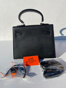 Hermes Barkley middle version black colour women school and travel bag